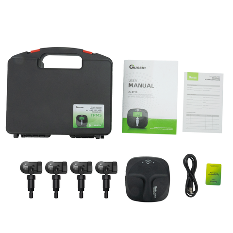 Gussin 16088C 4pcs 1 Trigger Programmable Digital TPMS Monitor Sensor Rubber Valve Mobile App System Phone 315/433MHz 5-Year Battery