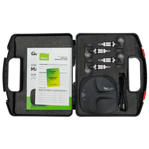 Gussin 16088A 4pcs 1 Trigger Programmable Digital TPMS Monitor Sensor Rubber Valve Mobile App System Phone 315/433MHz 5-Year Battery